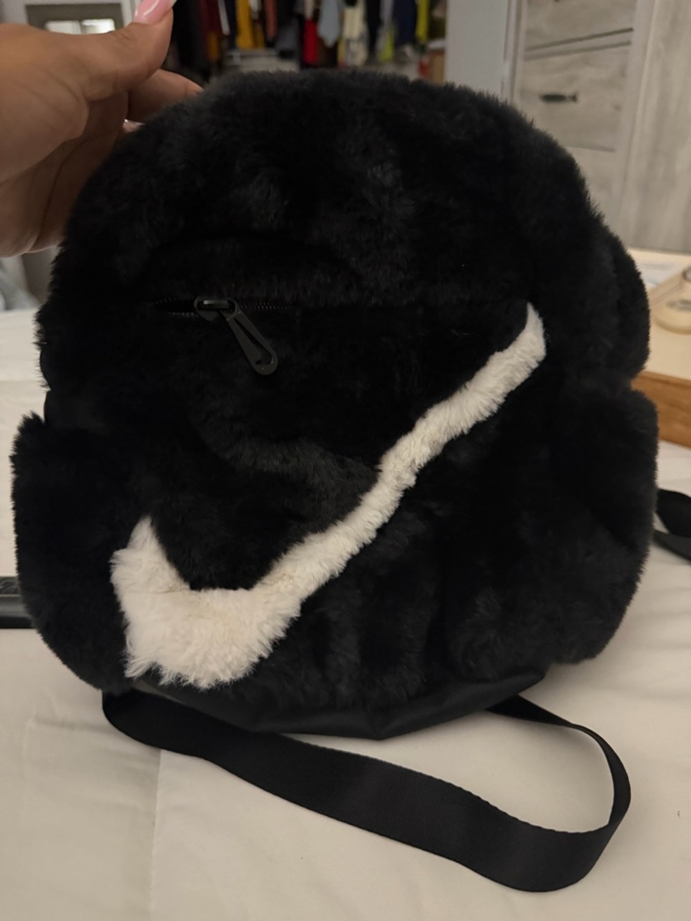 Nike Black Faux-Fur Backpack - Picture 6 of 6